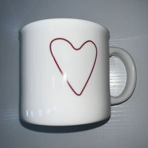 Opalhouse White Porcelain Mug With Red Silhouette Hearts On Either Side